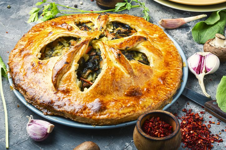 Tourte aux légumes d'automne : épinard, champignon, courge...