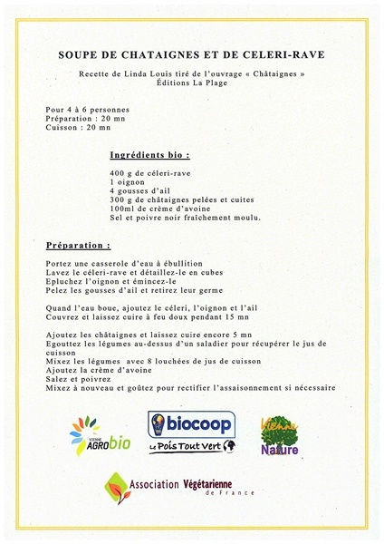 SOUPE DE CHATAIGNES ET DE CELERI RAVE SOUPE DE CHATAIGNES ET DE CELERI RAVE